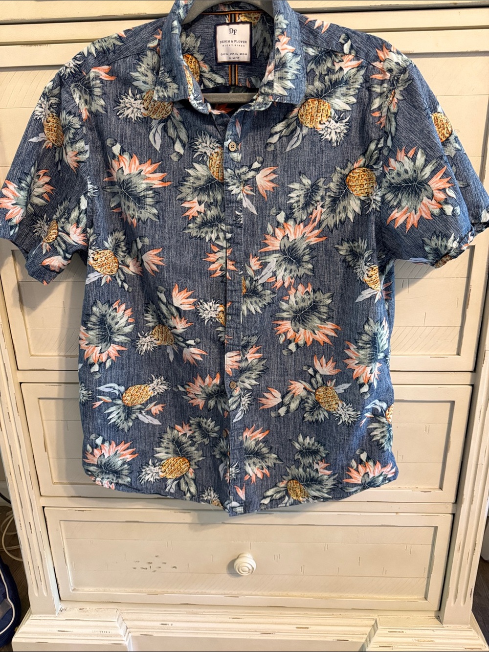 Denim & Flower Blue Pineapple Floral Button-Down Shirt